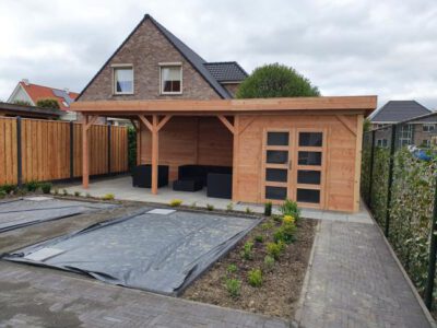 Tuinhuis met ramen en overkapping - Tuinhuizen Zeeuws-Vlaanderen