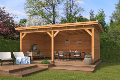 Platdak Odense XXL Samenstelling 4 Red Class Wood 650 x 450 x 266 cm