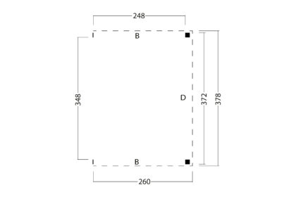 Red Class Wood platdak uitbreiding Kiruna, 256 x 377 cm | Rood