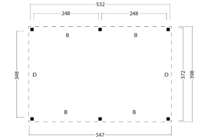 Red Class Wood zadeldak basis Göteborg, 546 x 398 cm | Rood