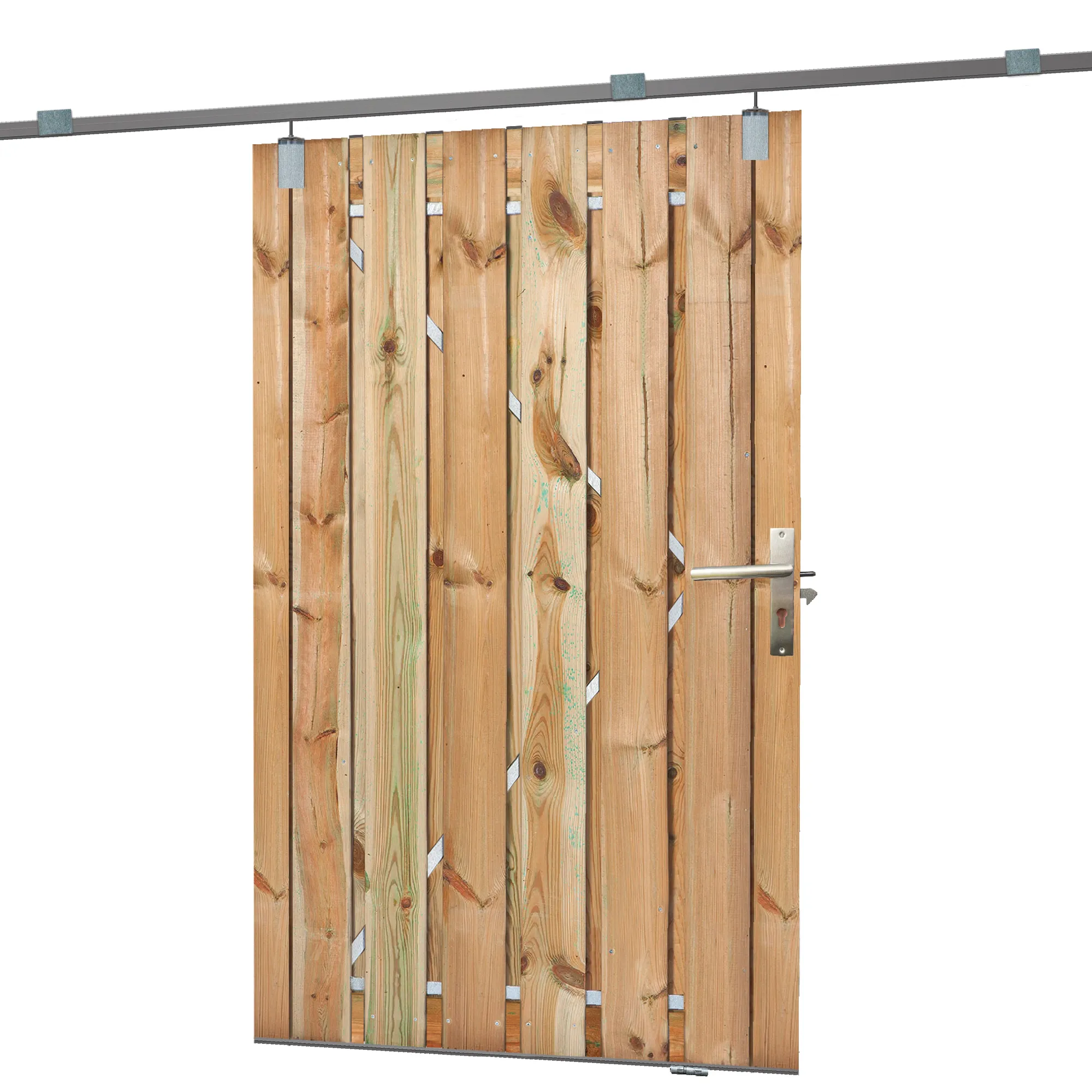 Tuindeur schuifsysteem grenen groen geïmpregneerd 195 x 130 cm