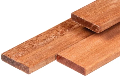 Hardhouten plank, Keruing, kunstmatig gedroogd, geschaafd, ronde hoeken 1.6 x 7 x 180 cm