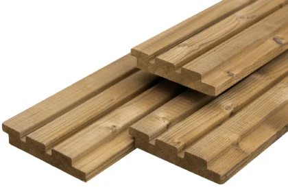 Thermoline thermisch gemodificeerd Vuren tripleprofiel-enkelzijdig, geschaafd, 2.6 x 14 cm