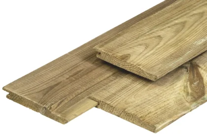 Midden-Europees grenen rabatdeel overhangend, groen geïmpregneerd 1,6 x 14,0 cm