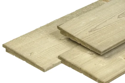 Noord-Europees vuren Zweeds rabat gedroogd, groen geïmpregneerd, zichtzijde fijnbezaagd 1,1/2,2 x 19,5 cm