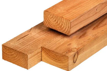 Douglas ligger, ongedroogd, fijnbezaagd, scherpkantig 5 x 10 cm