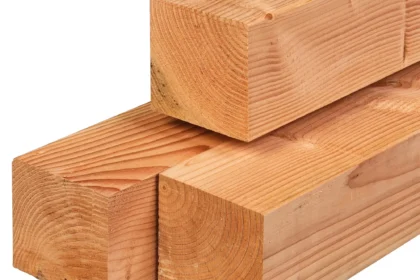 Douglas paal, gedroogd, geschaafd, ronde hoeken 14 x 14 cm