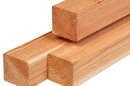 Douglas paal, gedroogd, geschaafd, ronde hoeken 8.5 x 8.5 x 300 cm