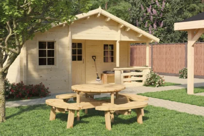 Picknicktafel rond Classic, vuren gedroogd, groen geïmpregneerd, Ø219 x 73 cm