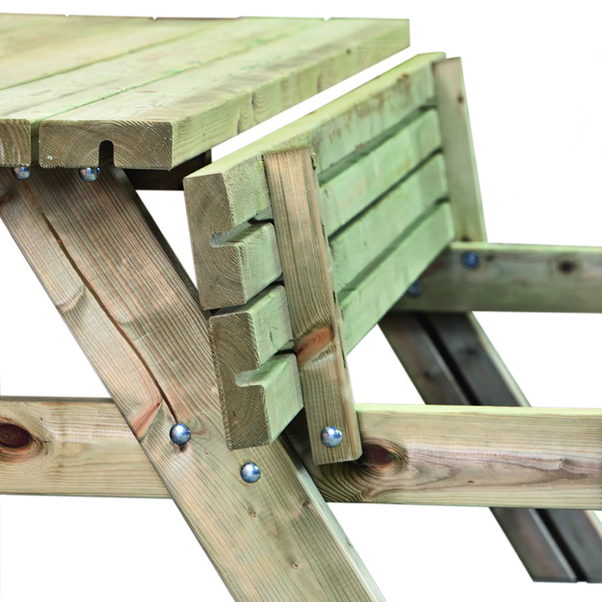 Picknicktafel Extra vuren gedroogd, groen geïmpregneerd 200 x 165 x 77 cm - Afbeelding 4