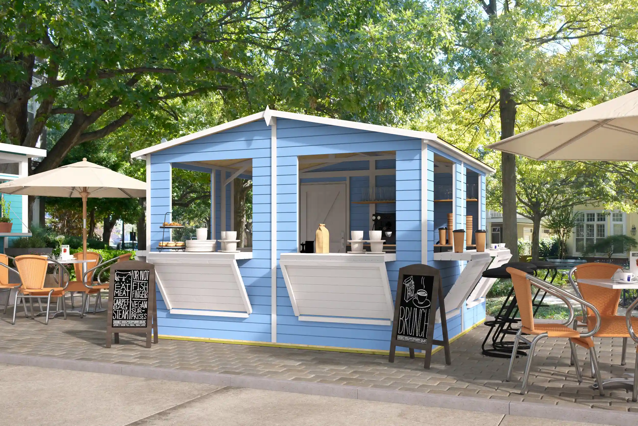 Kiosk Moose | 16 mm | 303 x 294 x 220 cm | vuren | onbehandeld | incl. vloer - Afbeelding 2