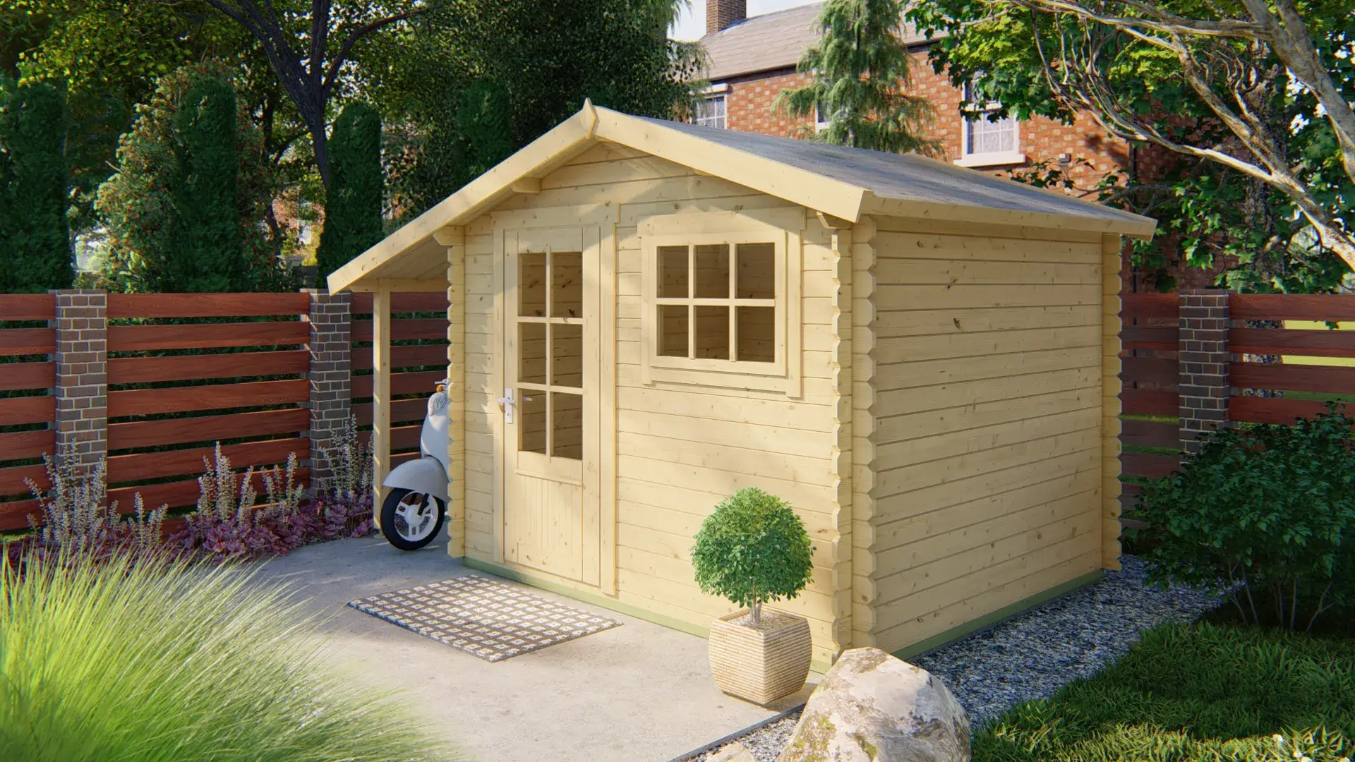 Blokhut - Tuinhuis Lars | zadeldak | 28 mm | 300 x 260 x 245 cm | vuren