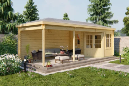 Blokhut - Tuinhuis Bertil | schilddak | 44 mm | 300 x 300 x 292 cm | vuren