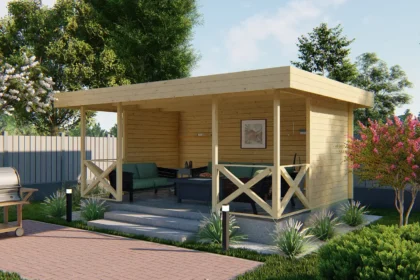 Blokhutprieel Konstantin | plat dak | 40 mm | 500 x 340 x 222 cm | vuren