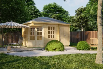 Blokhut - Tuinhuis Agnes | schilddak | 44 mm | 440 x 300 x 298 cm | vuren