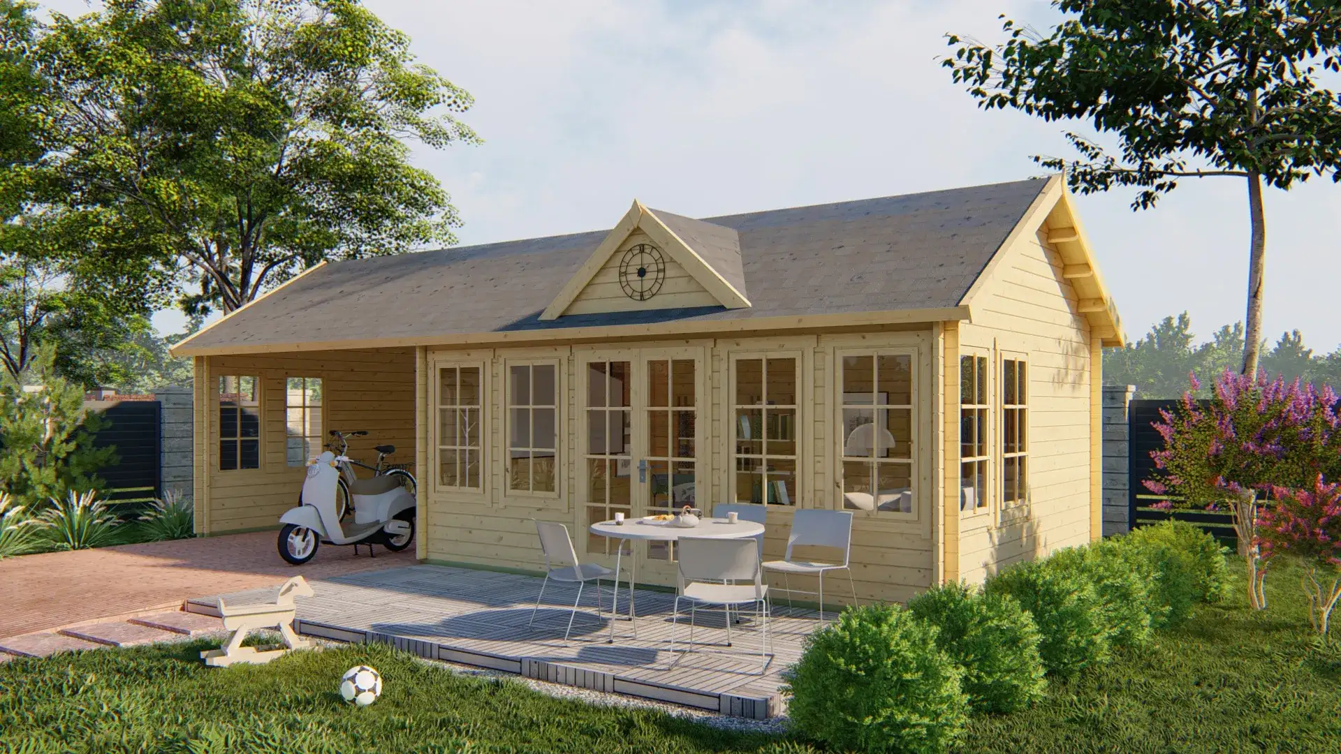 Blokhut - Tuinhuis Big Ben | zadeldak | 70 mm | 550 x 400 x 351 cm | vuren