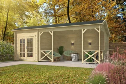 Blokhut - Tuinhuis Kukka | kapschuur | 40 mm | 230 x 350 x 279 cm | vuren