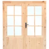 Dubbele deur+kozijn, vuren, 159 x 190 cm, enkel glas D3 - Afbeelding 2