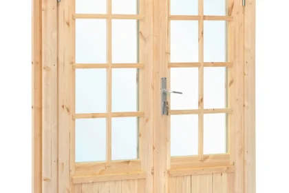 Dubbele deur+kozijn, vuren, 159 x 188 cm, dubbel glas DL7