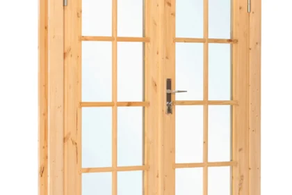 Dubbele deur+kozijn, vuren, 159 x 188 cm, dubbel glas DL8