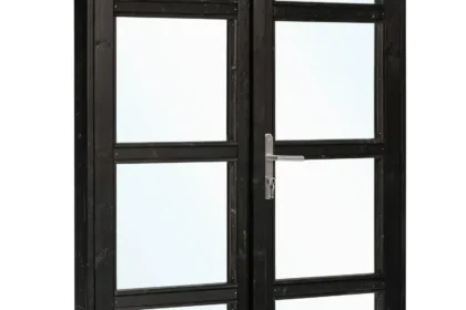 Deurmodule Modern dubbel, 4.5 x 137.5 x 204 cm, zwart gespoten vuren,
