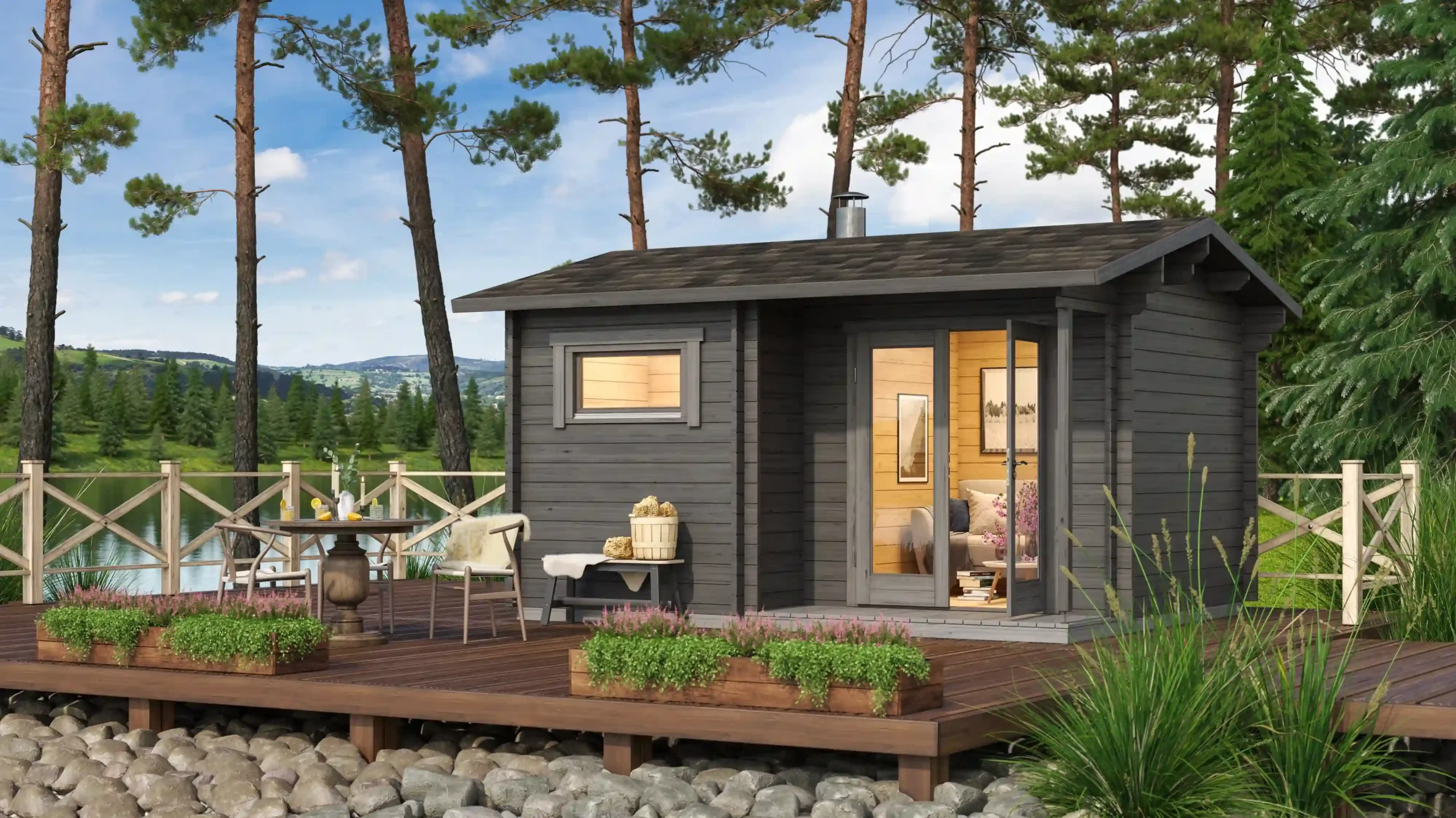 Saunahuis Juuka | 420 x 332 cm | 40 mm | onbehandeld