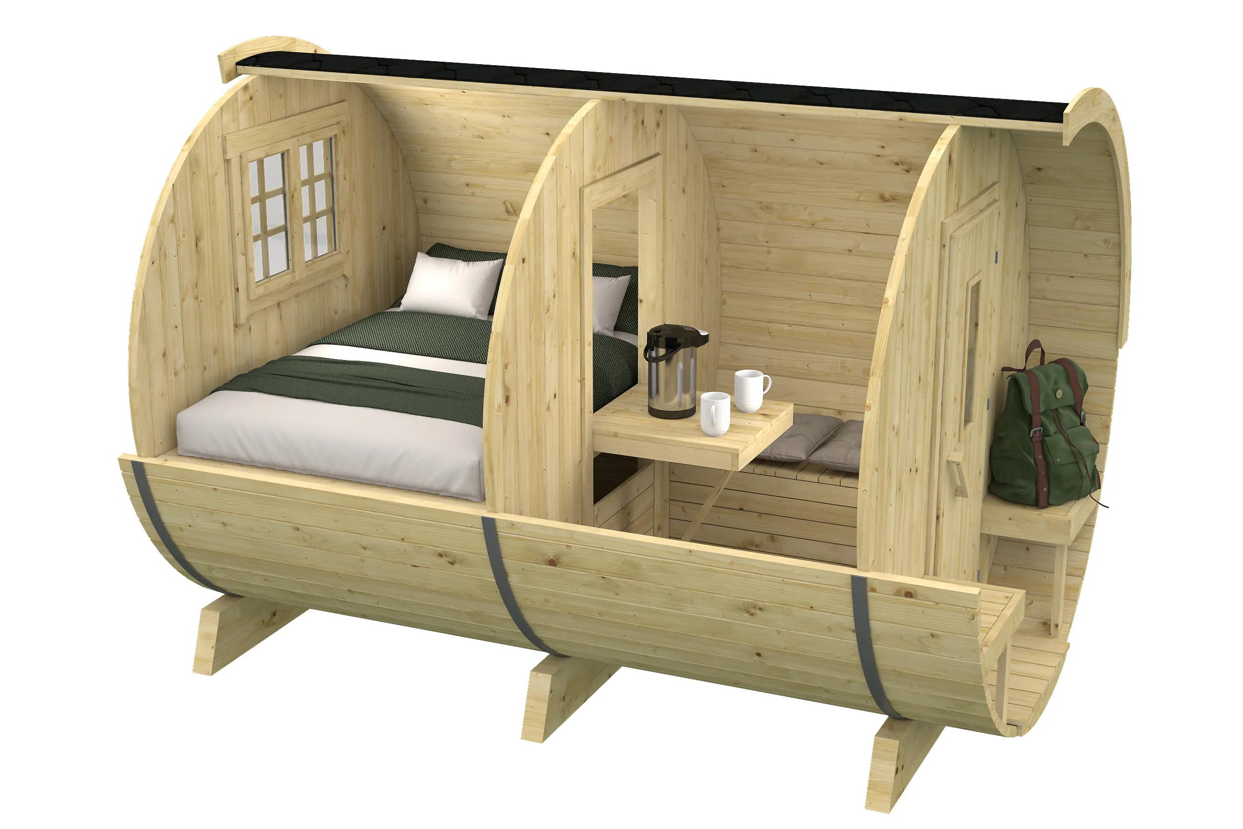 Campingbarrel | 28/42 mm | vuren onbehandeld | Ø215 x 330 x 225 cm - Afbeelding 2