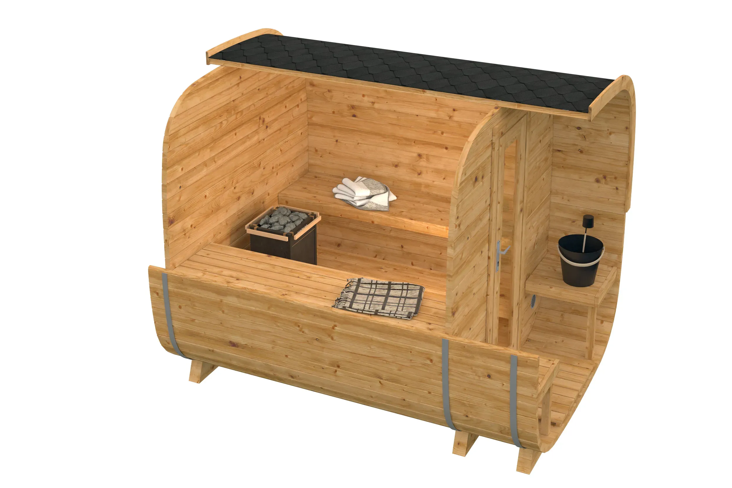 Sauna cube Rovaniemi | 286 x 219 cm | 42 mm | Thermowood - Afbeelding 3