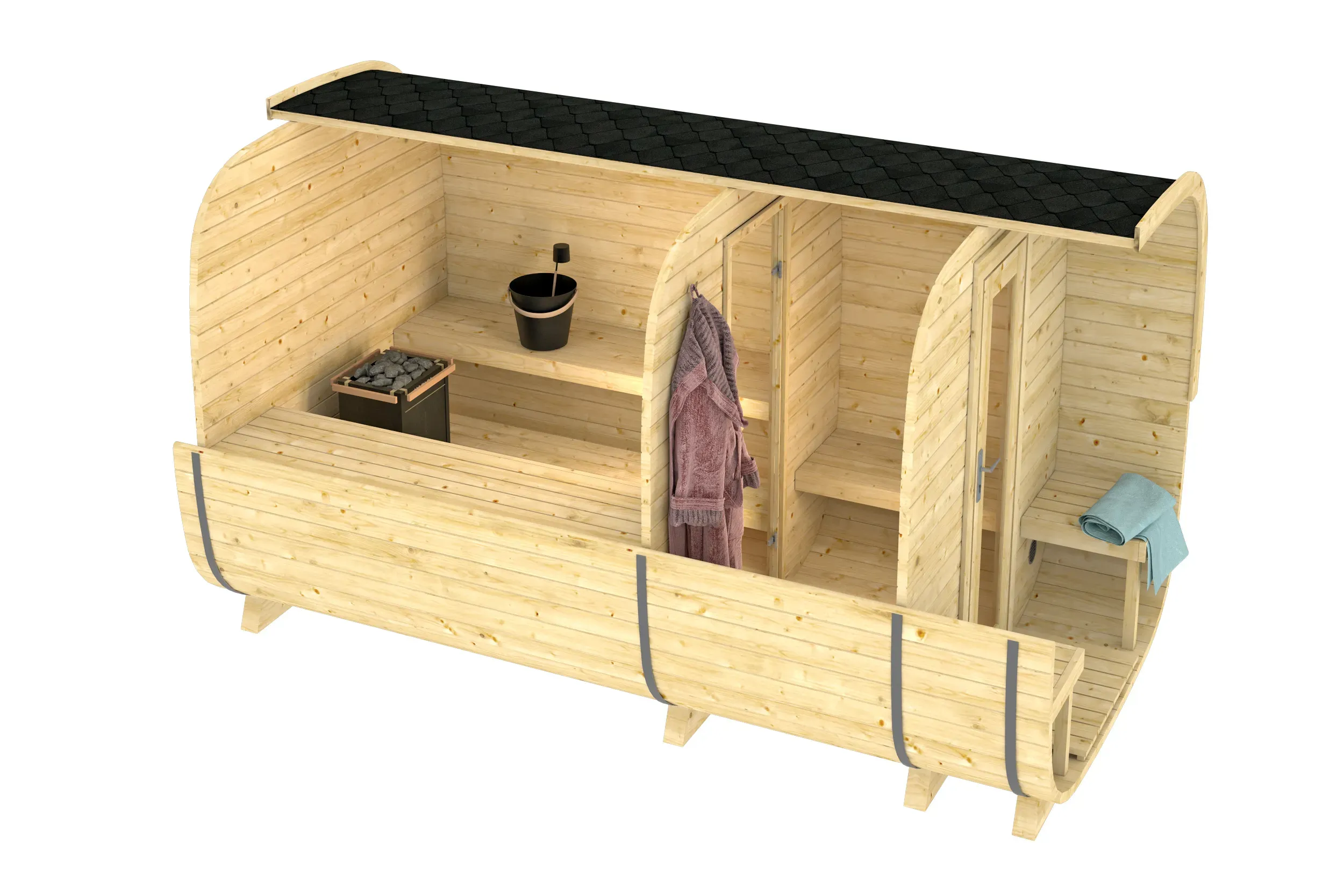 Sauna cube Rovaniemi | 390 x 219 cm | 38 mm | onbehandeld - Afbeelding 3