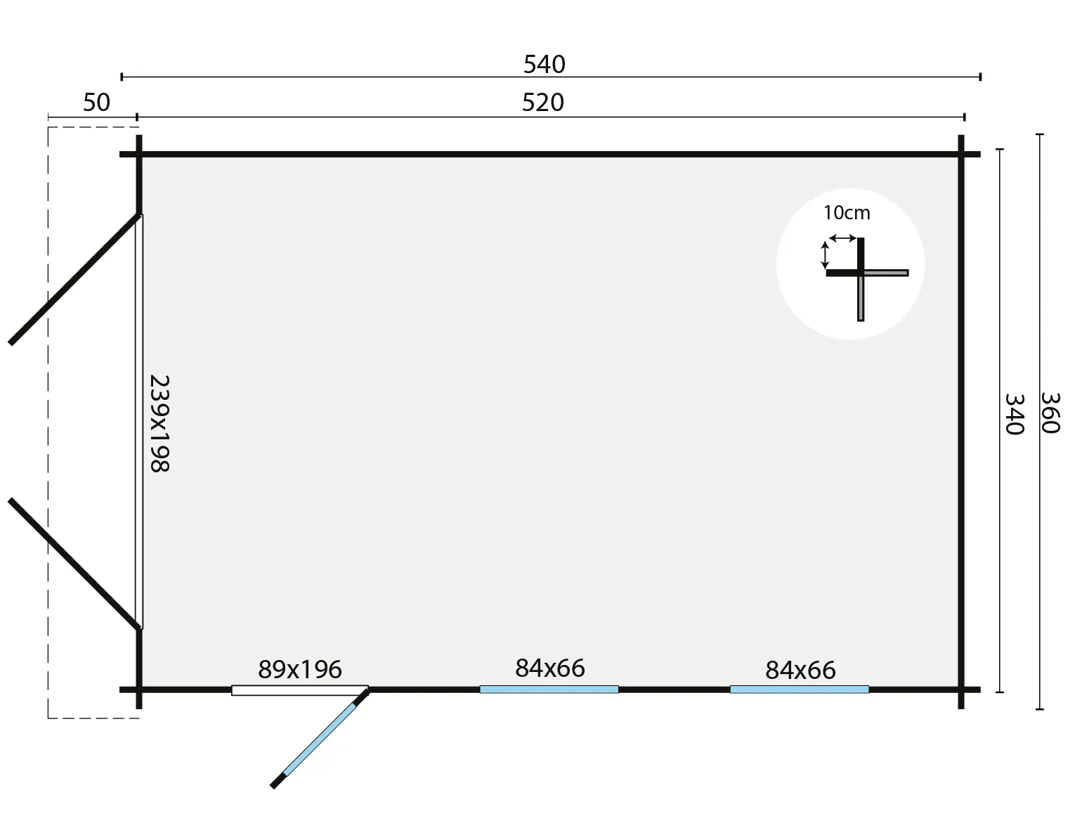 Garage Geir | 44 mm | 360 x 540 x 296 cm | vuren - Afbeelding 7