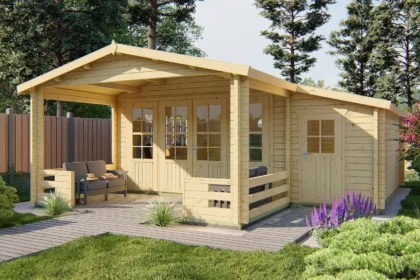 Blokhut - Tuinhuis Manchester | zadeldak | 58 mm | 594 x 440 x 263 cm | vuren