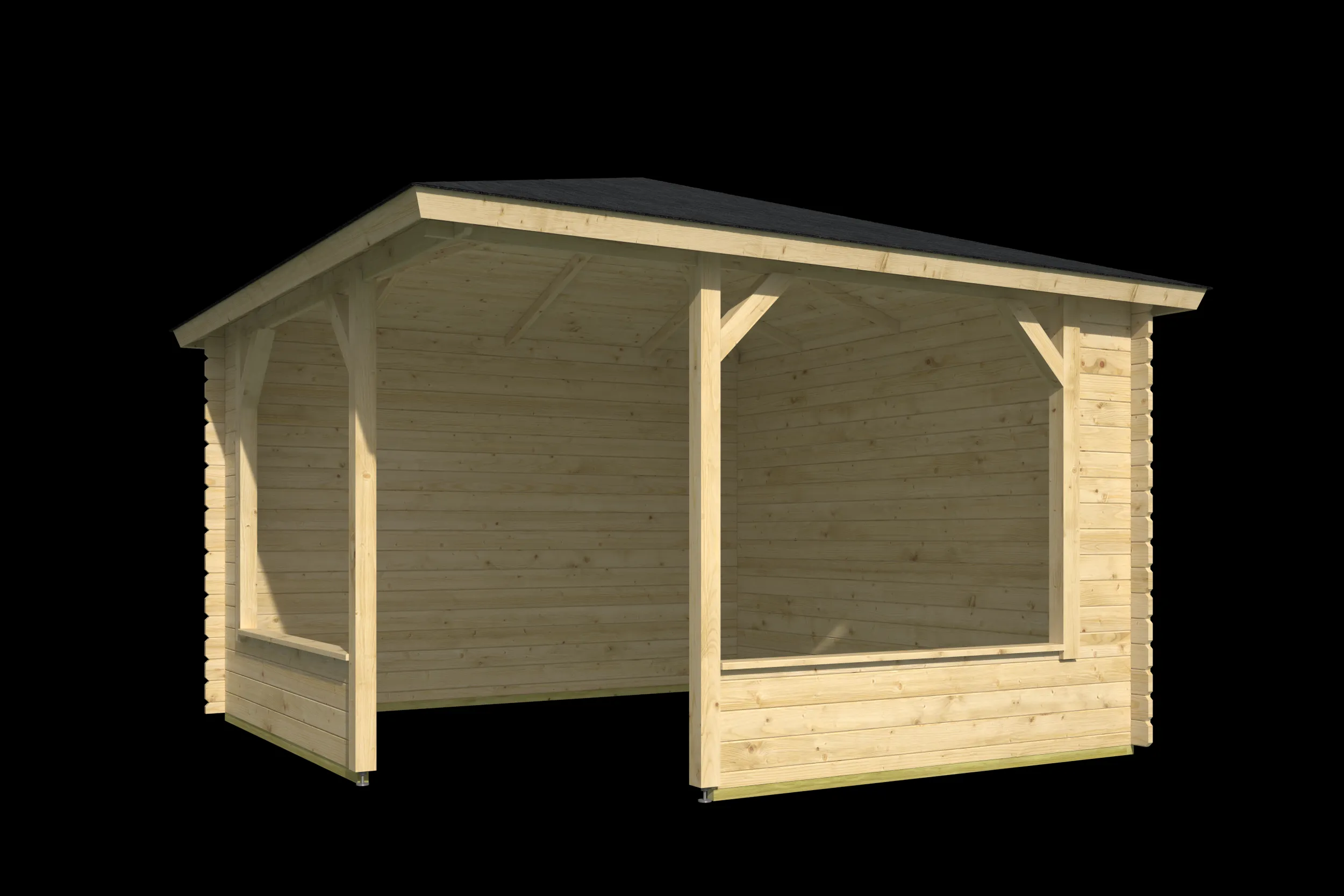 Blokhutprieel Mitch | puntdak | 28 mm | 350 x 350 x 269 cm | vuren - Afbeelding 5