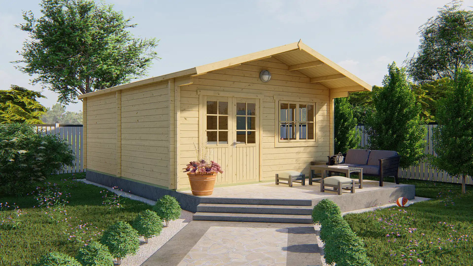 Blokhut - Tuinhuis Niedersachsen | zadeldak | 70 mm | 500 x 598 x 304 cm | vuren
