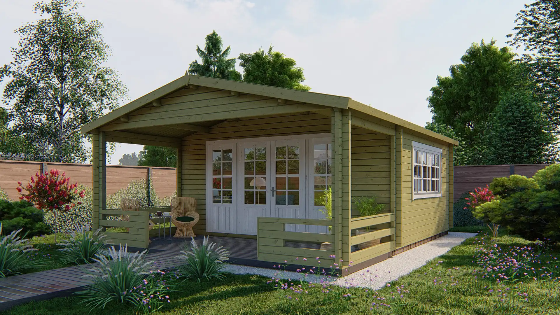 Blokhut - Tuinhuis Nottingham | zadeldak | 58 mm | 540 x 440 x 276 cm | vuren - Afbeelding 2
