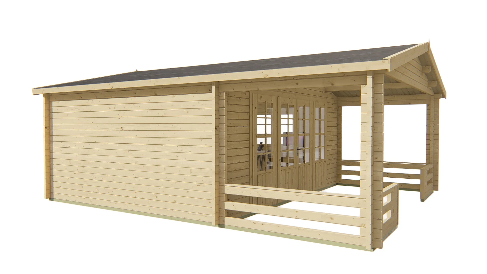 Blokhut - Tuinhuis Nottingham | zadeldak | 58 mm | 540 x 440 x 276 cm | vuren - Afbeelding 3
