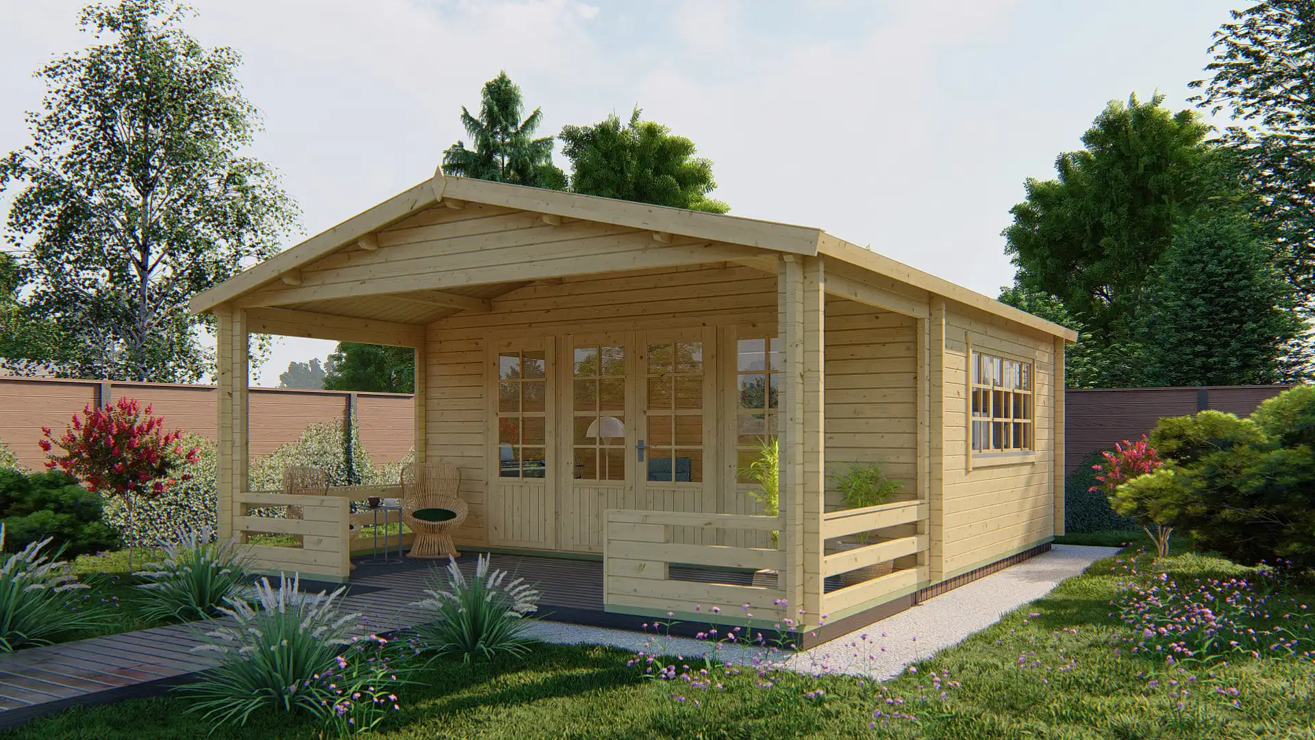 Blokhut - Tuinhuis Nottingham | zadeldak | 58 mm | 540 x 440 x 276 cm | vuren