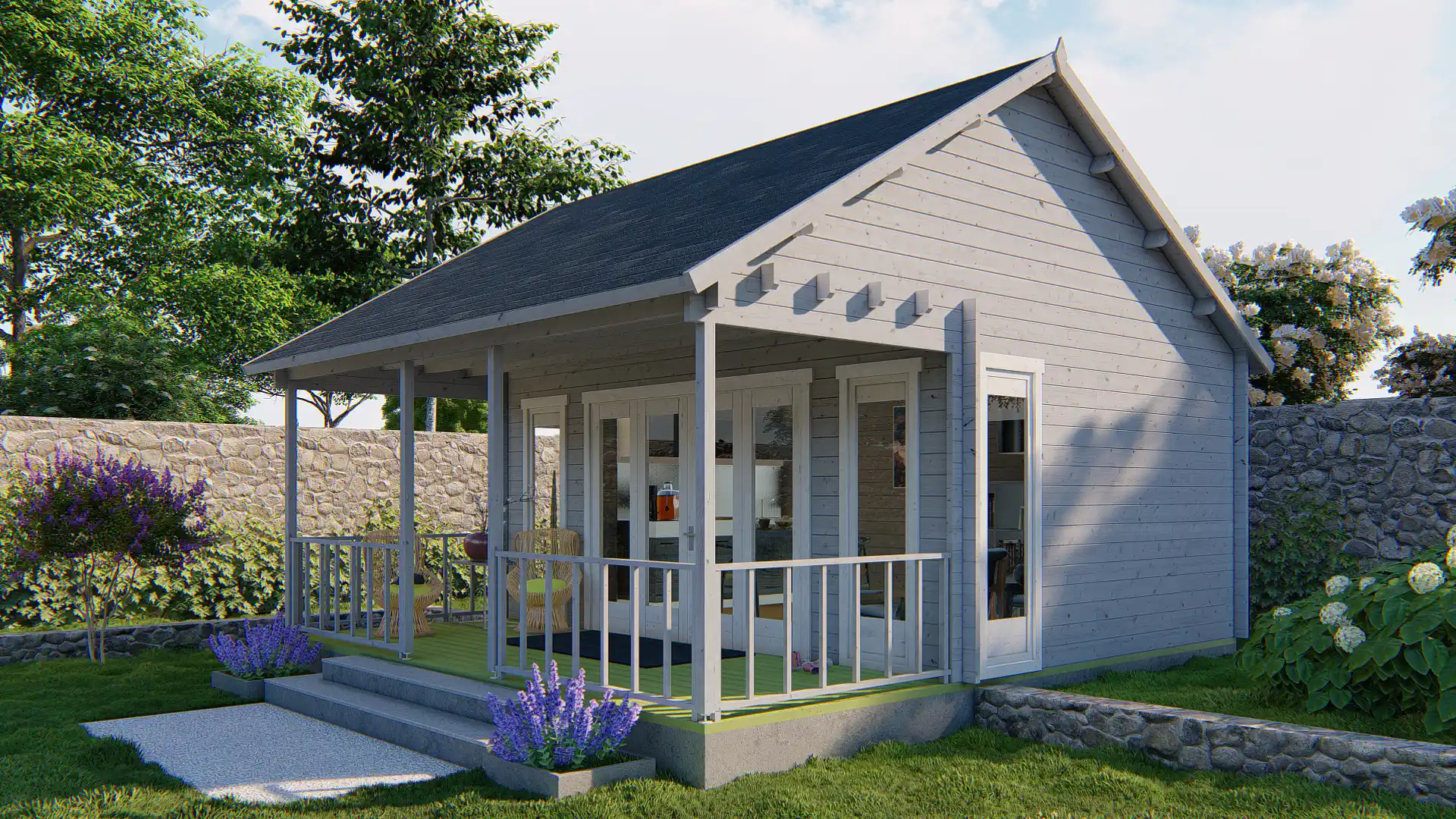 Blokhut - Tuinhuis Olaug | zadeldak | 44 mm | 550 x 400 x 391 cm | vuren - Afbeelding 2