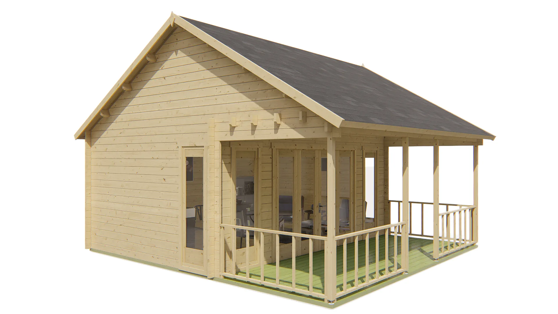 Blokhut - Tuinhuis Olaug | zadeldak | 44 mm | 550 x 400 x 391 cm | vuren - Afbeelding 5