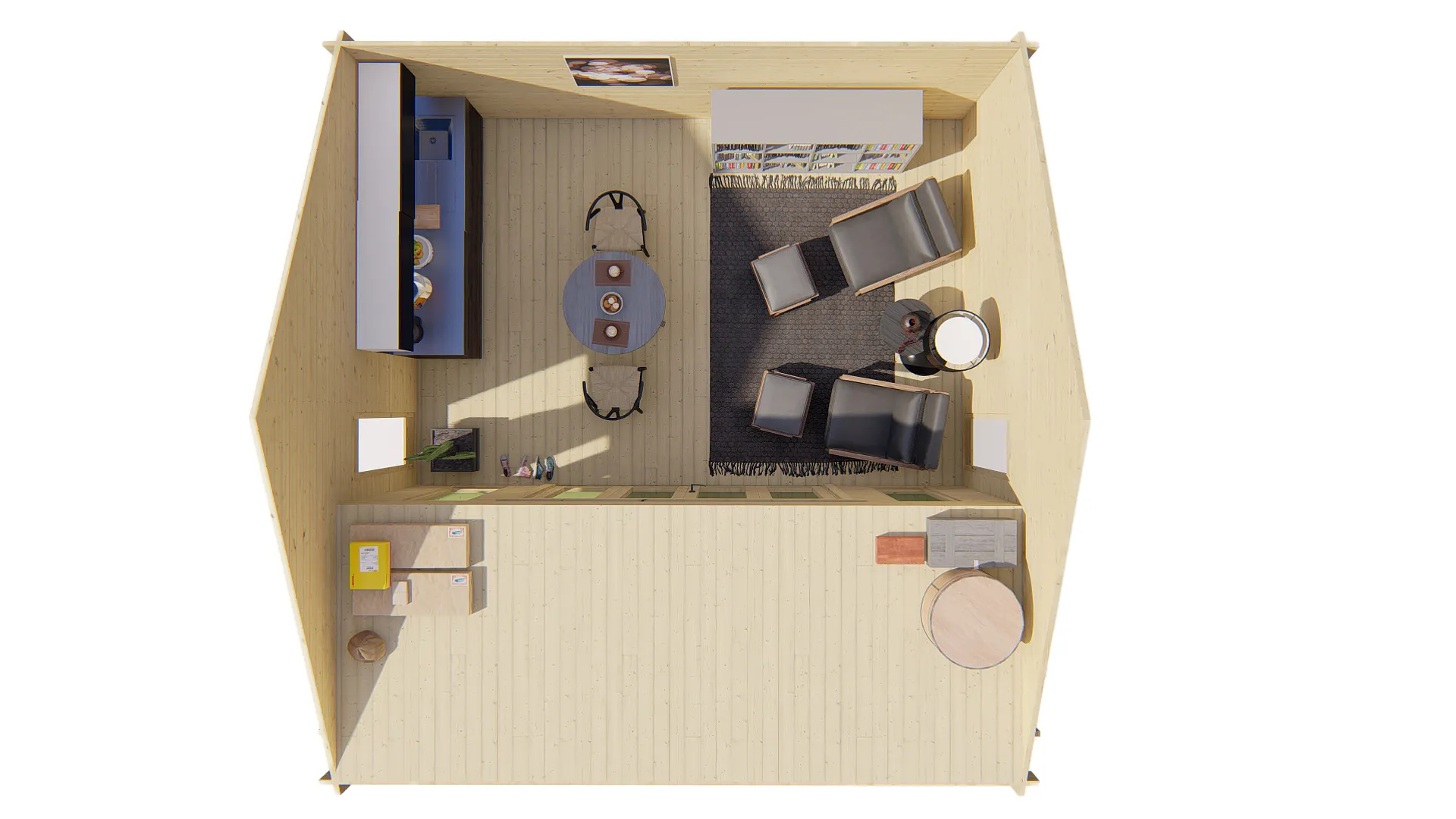 Blokhut - Tuinhuis Olaug | zadeldak | 44 mm | 550 x 400 x 391 cm | vuren - Afbeelding 4