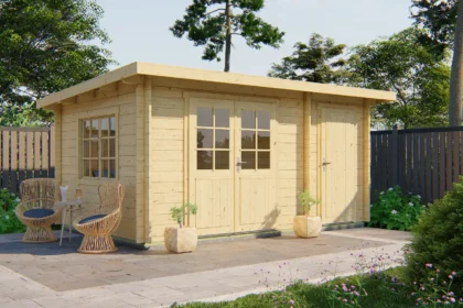 Blokhut - Tuinhuis Santander | lessenaarsdak | 34 mm | 450 x 300 x 216 cm | vuren