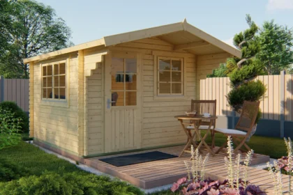 Blokhut - Tuinhuis Riho | zadeldak | 40 mm | 320 x 320 x 245 cm | vuren