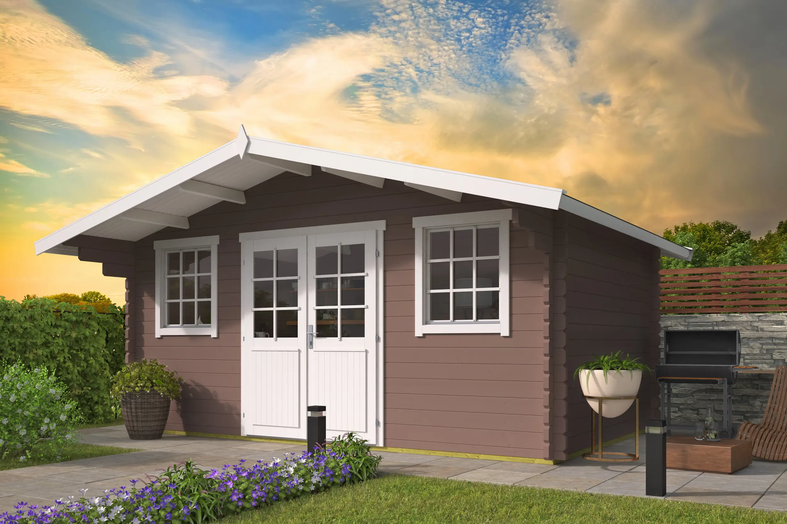 Blokhut - Tuinhuis Rika | zadeldak | 44 mm | 500 x 320 x 263 cm | vuren - Afbeelding 2