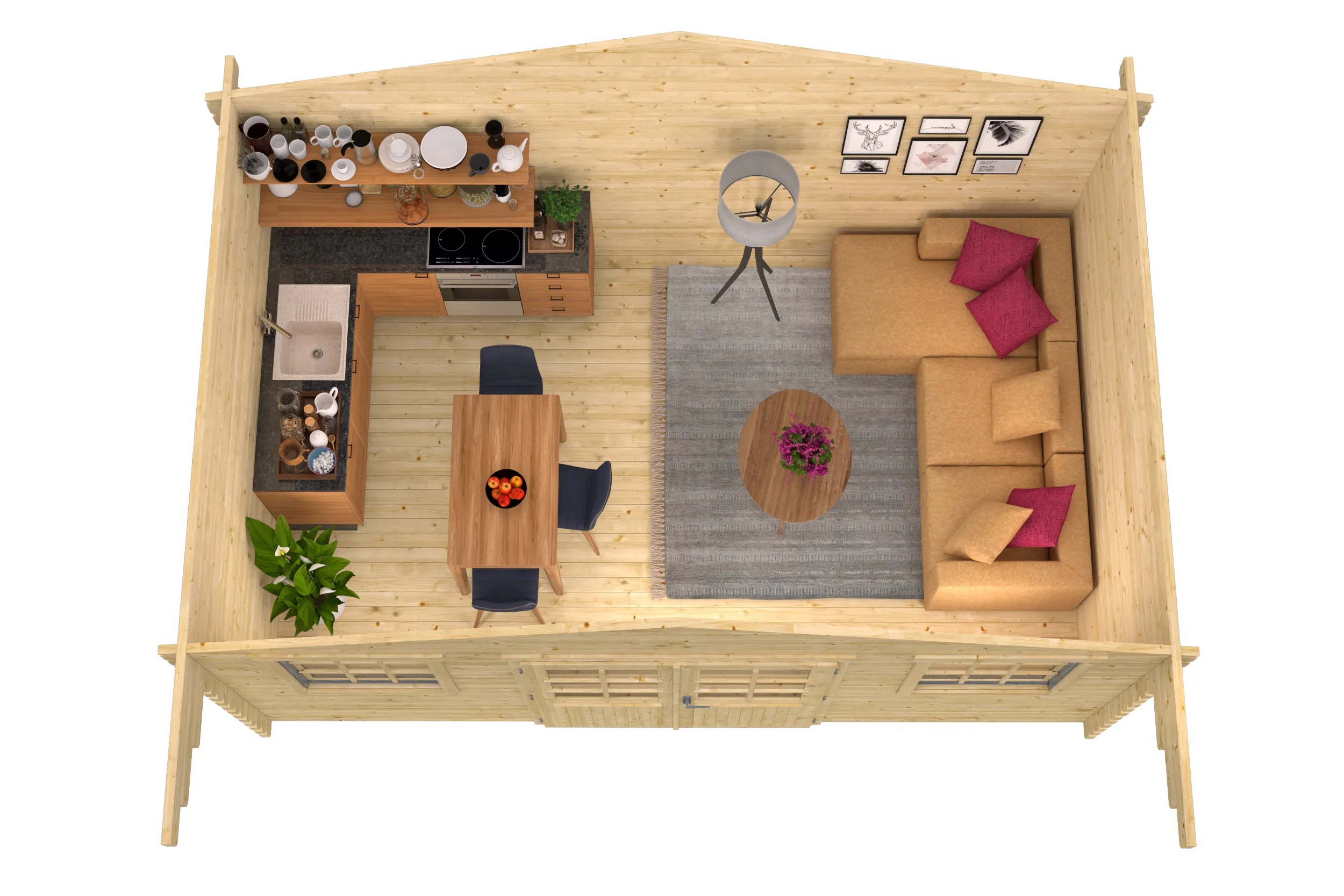 Blokhut - Tuinhuis Rika | zadeldak | 44 mm | 500 x 320 x 263 cm | vuren - Afbeelding 5