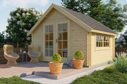 Blokhut - Tuinhuis Skov | zadeldak | 28 mm | 350 x 300 x 268 cm | vuren