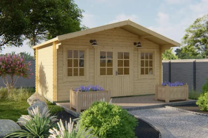 Blokhut - Tuinhuis Skyler | zadeldak | 28 mm | 500 x 320 x 281 cm | vuren