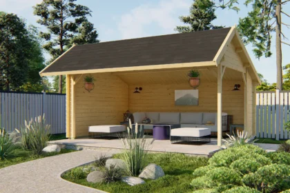 Blokhut - Tuinhuis Thüringen | kapschuur | 44 mm | 500 x 350 x 290 cm | vuren