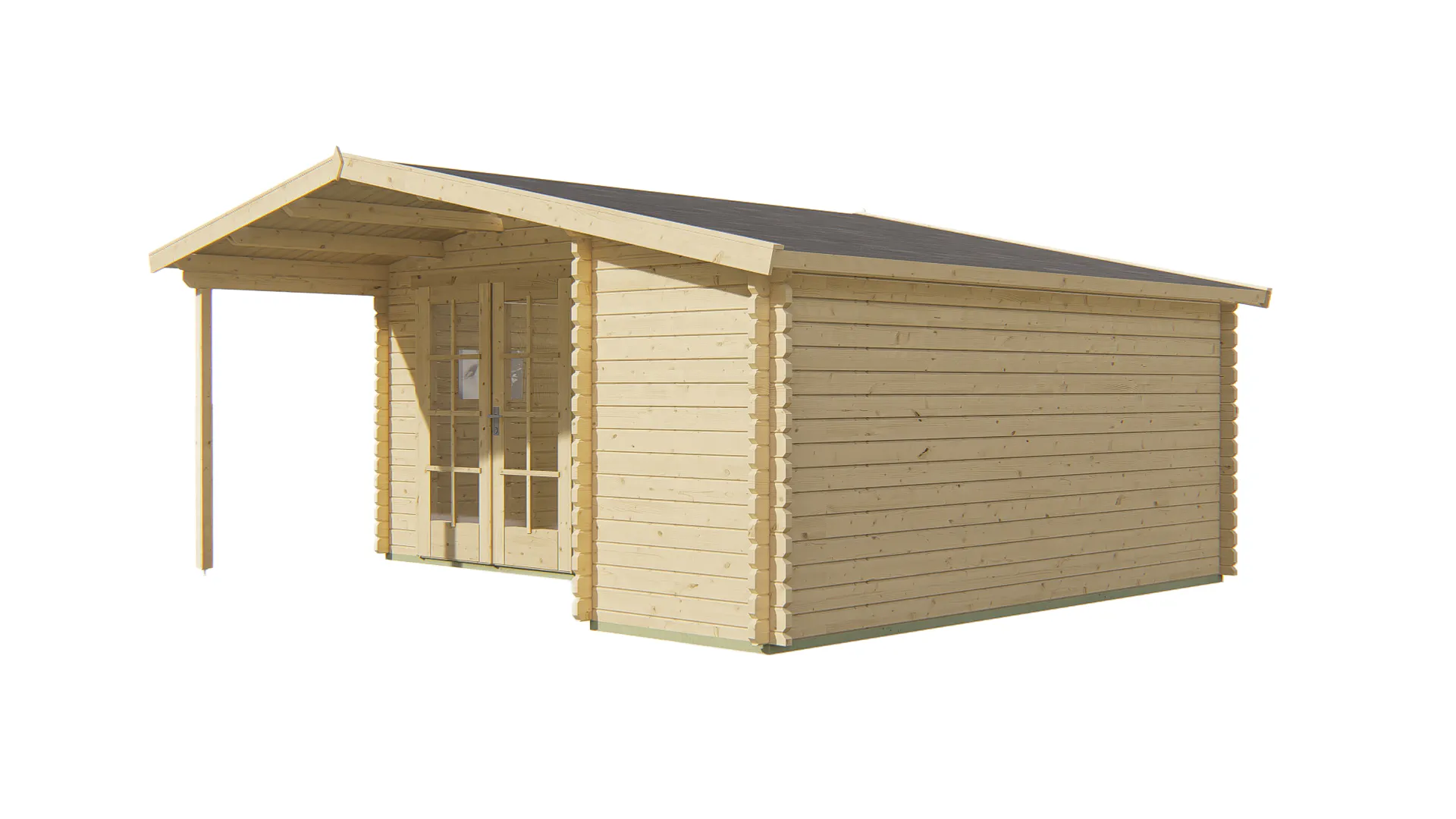 Blokhut - Tuinhuis Wolfgang | zadeldak | 44 mm | 530 x 450 x 247 cm | vuren - Afbeelding 5