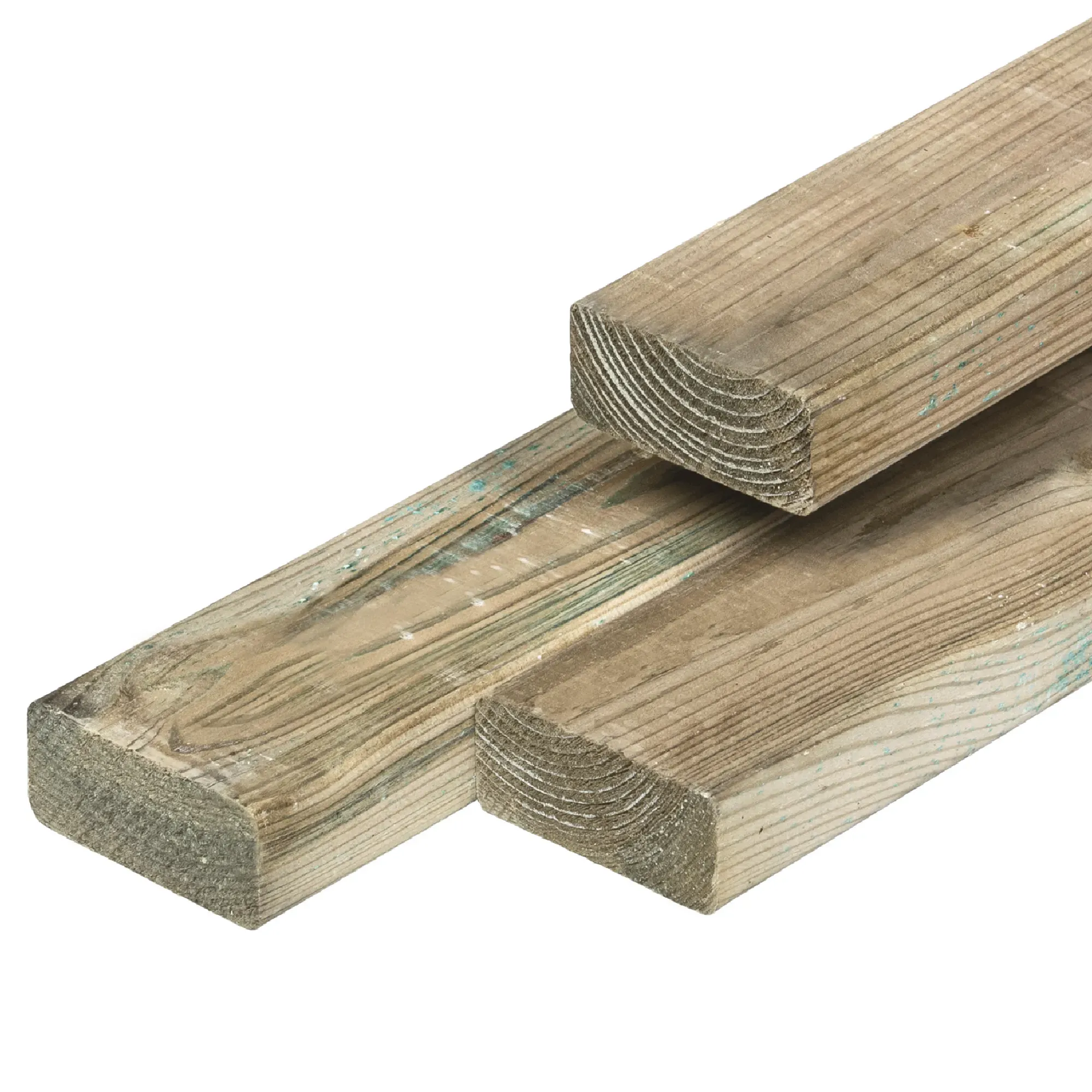 Midden-Europees grenen ligger, groen geïmpregneerd, geschaafd, ronde hoeken, 3.5 x 11.5 x 400 cm