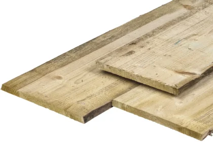 Grenen schaaldeel, geïmpregneerd, 1,8 x 20,0-25,0 x 360 cm