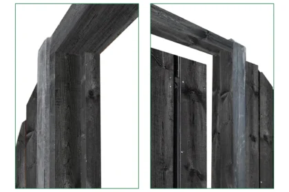 Tuindeurkozijn + aanslagligger grenen zwart 210 x 150 cm